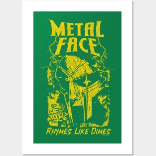 Vintage Bootleg Metal Face Gold Posters and Art